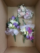 freesia corsage and wrist band