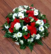 Funeral posy red and white